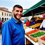 몬테네그로 코소보 관계 - "A bustling marketplace in Podgorica, Montenegro, featuring local crafts and produce. A fully clothe...