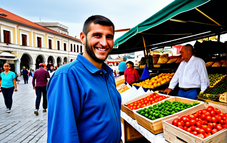 몬테네그로 코소보 관계 - "A bustling marketplace in Podgorica, Montenegro, featuring local crafts and produce. A fully clothe...