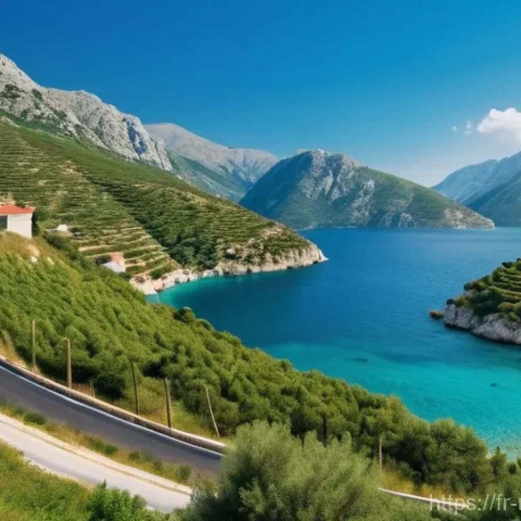 몬테네그로 비행기 노선 - **Prompt:** A serene and picturesque panoramic view of Montenegro's dramatic coastline, where lush, ...