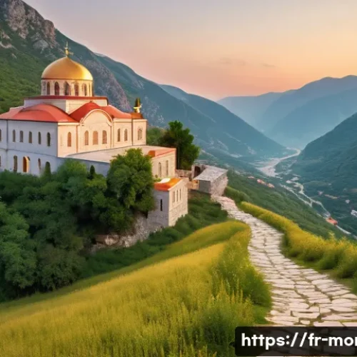 Home 32 몬테네그로 주요 사원 - A majestic Orthodox monastery perched on a rugged cliff in Montenegro, surrounded by lush green moun...