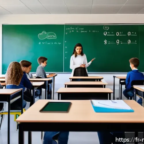 Home 31 몬테네그로의 교육제도 - A modern classroom in Montenegro featuring diverse students aged around 12-14 actively engaging with...