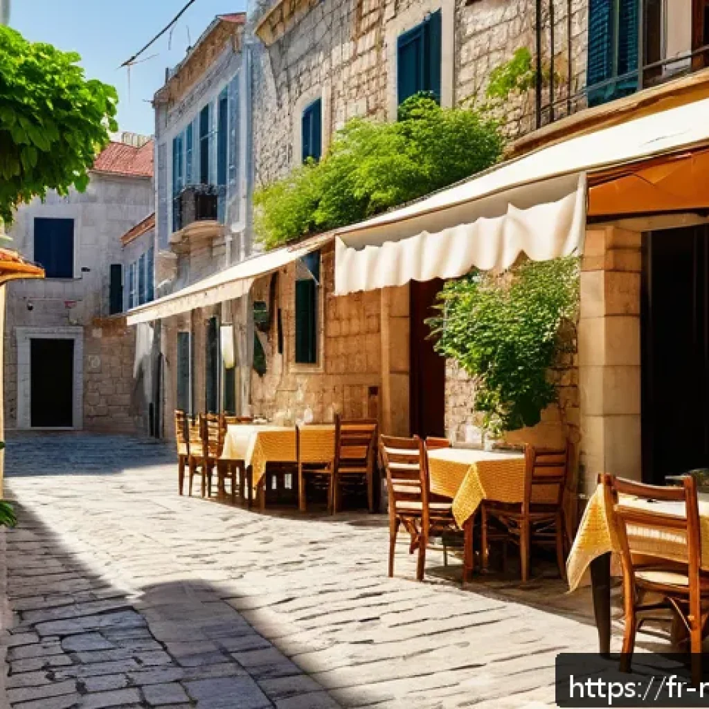 부드바 해변 - A charming early morning scene in the historic old town of Budva, featuring narrow cobblestone stree...