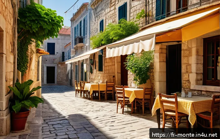 부드바 해변 - A charming early morning scene in the historic old town of Budva, featuring narrow cobblestone stree...